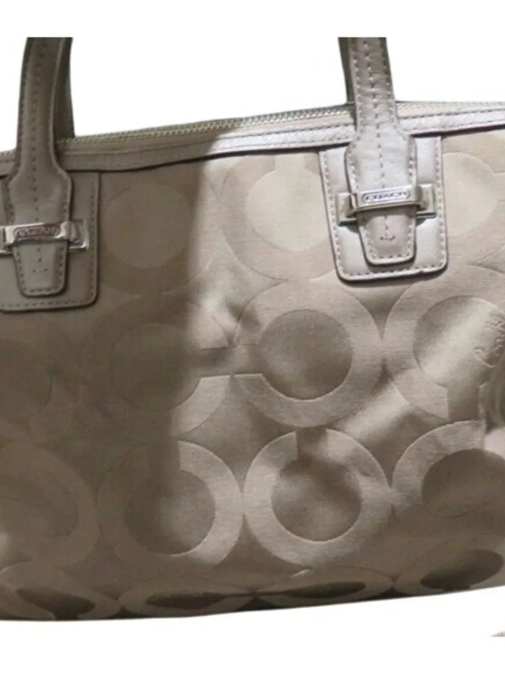 COACH 2013 Tan & Cream Signature Taylor OP Art Top Handle Satchel L1373-F25503